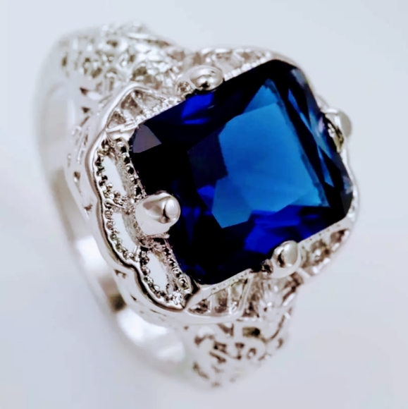 Tanzenite Engagement Ring Sz 7 S925 - Picture 6 of 6